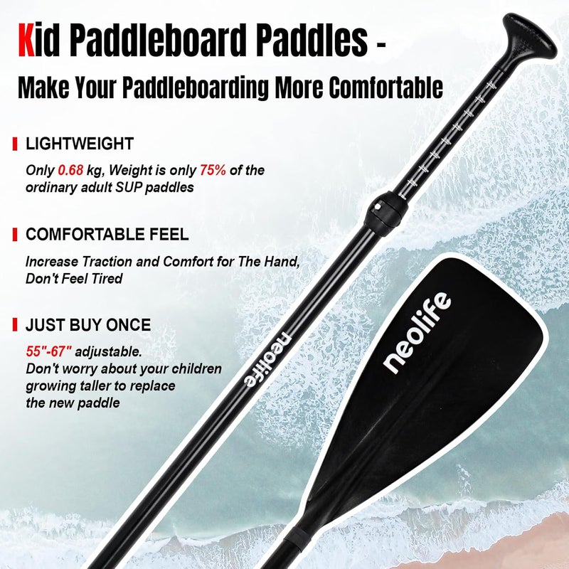 WONITAGO SUP Paddles for Kid with Aluminum Shaft and PP Blade, Floating Stand Up Paddle Board Paddle for Youth and Junior, Adjustable 140-170 cm/55-67 Inches - Image 4